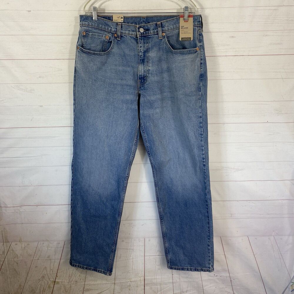 Levi's Mens 550 Relaxed Stretch Jeans Size 36x34 Blue Cotton Blend New